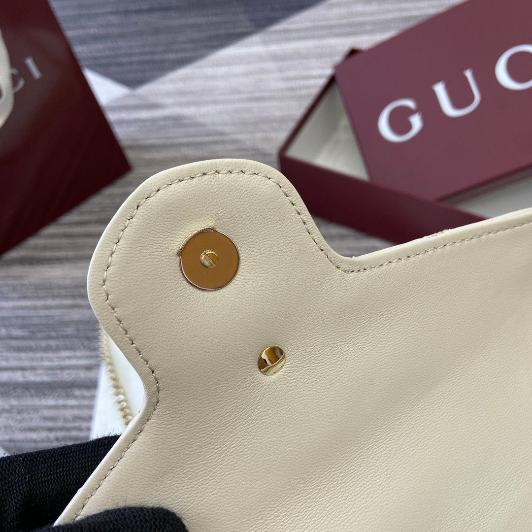 Gucci 837745 GG Marmont Wallet On Chain White