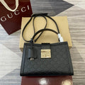 Gucci 838992 Padlock medium top handle bag  black GG leather
