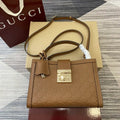Gucci 838992 Padlock medium top handle bag Brown GG leather