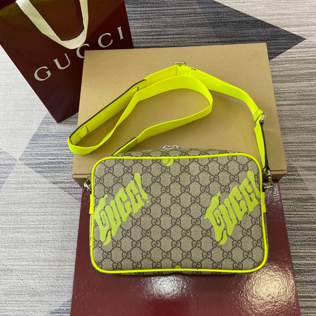 Gucci 839380 Medium Crossbody Bag With Print Acid green