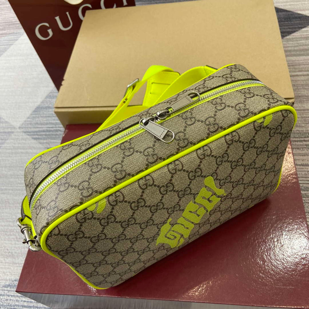 Gucci 839380 Medium Crossbody Bag With Print Acid green