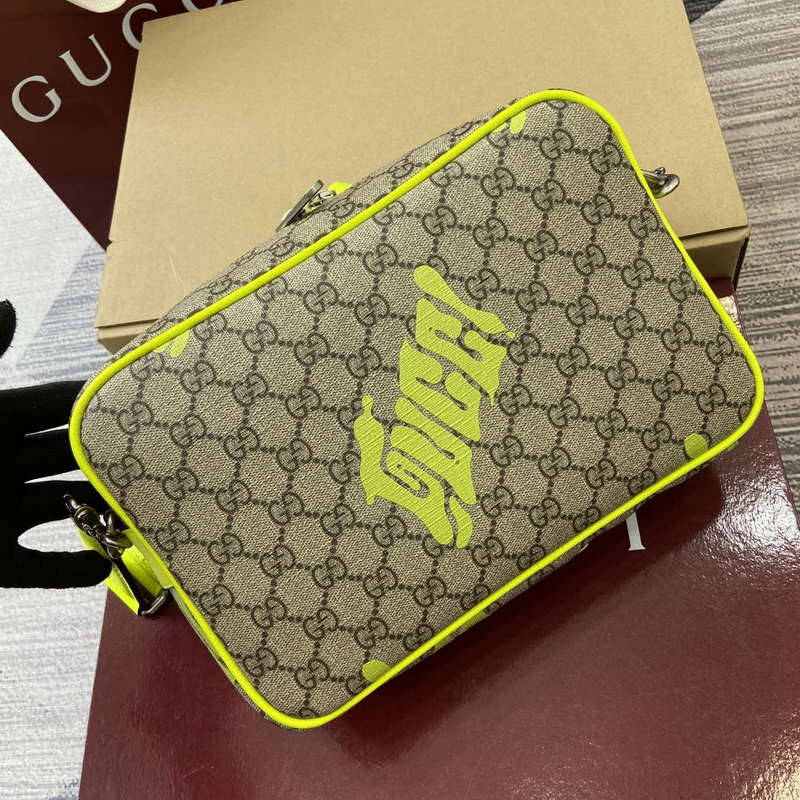 Gucci 839380 Medium Crossbody Bag With Print Acid green