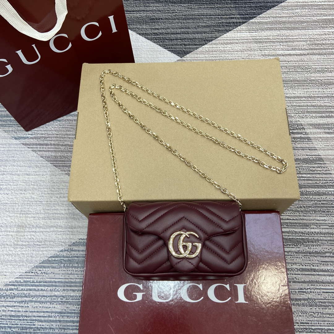 Gucci 841290 GG Marmont Mini Shoulder Bag Ancora red - Default Title - View 1