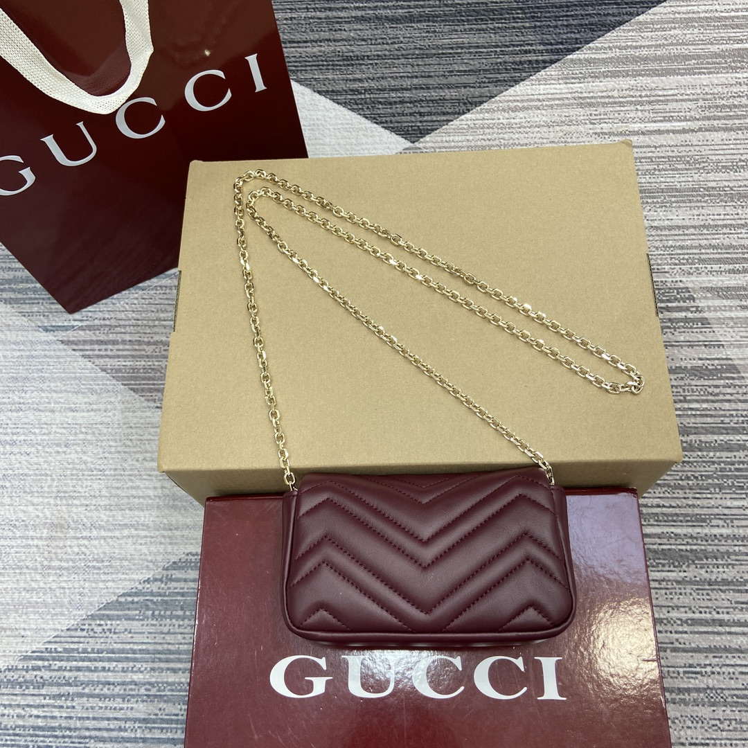 Gucci 841290 GG Marmont Mini Shoulder Bag Ancora red