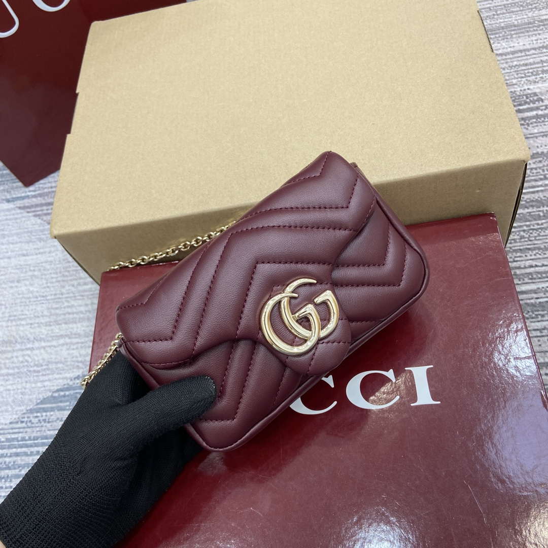 Gucci 841290 GG Marmont Mini Shoulder Bag Ancora red - Default Title - View 4