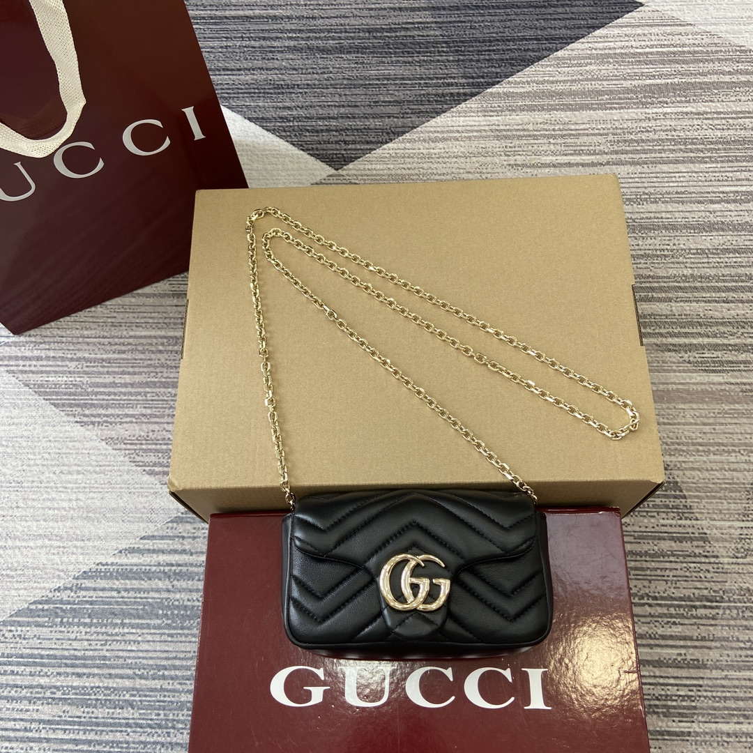 Gucci 841290 GG Marmont Mini Shoulder Bag Black - Default Title - View 1