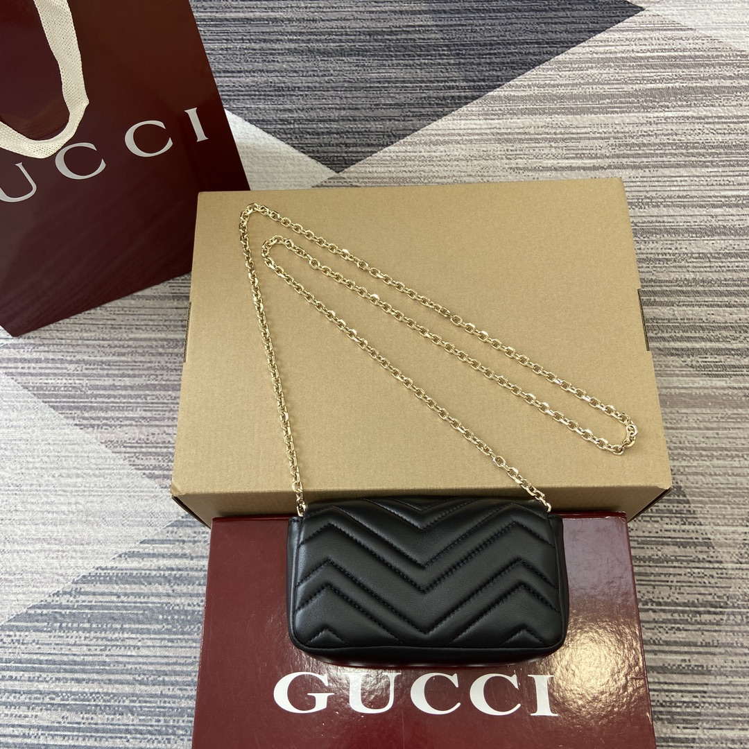 Gucci 841290 GG Marmont Mini Shoulder Bag Black