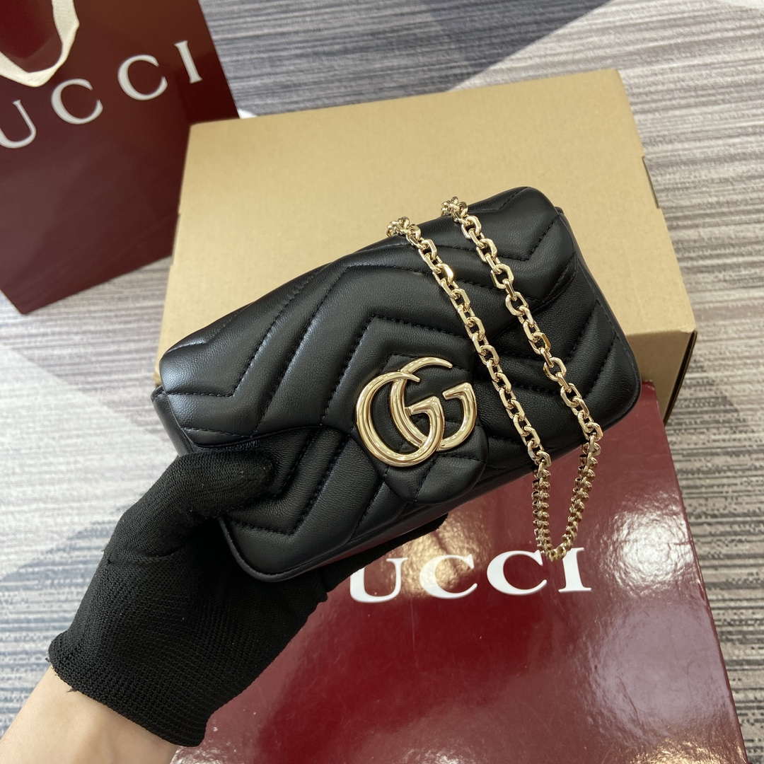 Gucci 841290 GG Marmont Mini Shoulder Bag Black