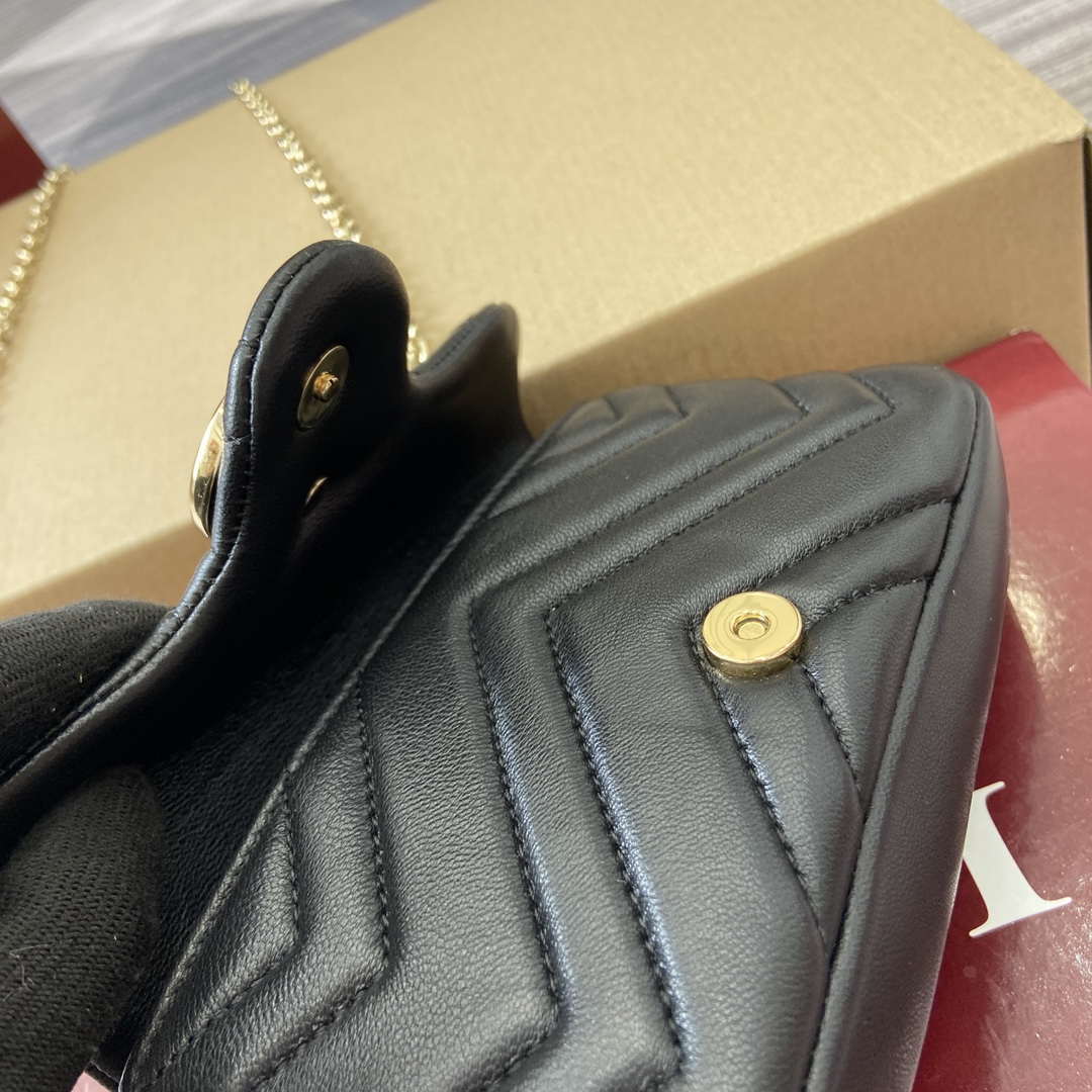 Gucci 841290 GG Marmont Mini Shoulder Bag Black - Default Title - View 8