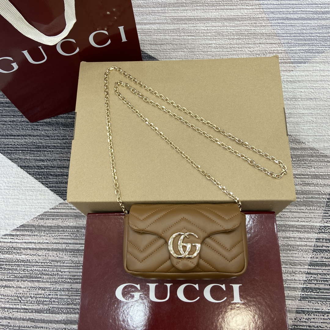 Gucci 841290 GG Marmont Mini Shoulder Bag Brown