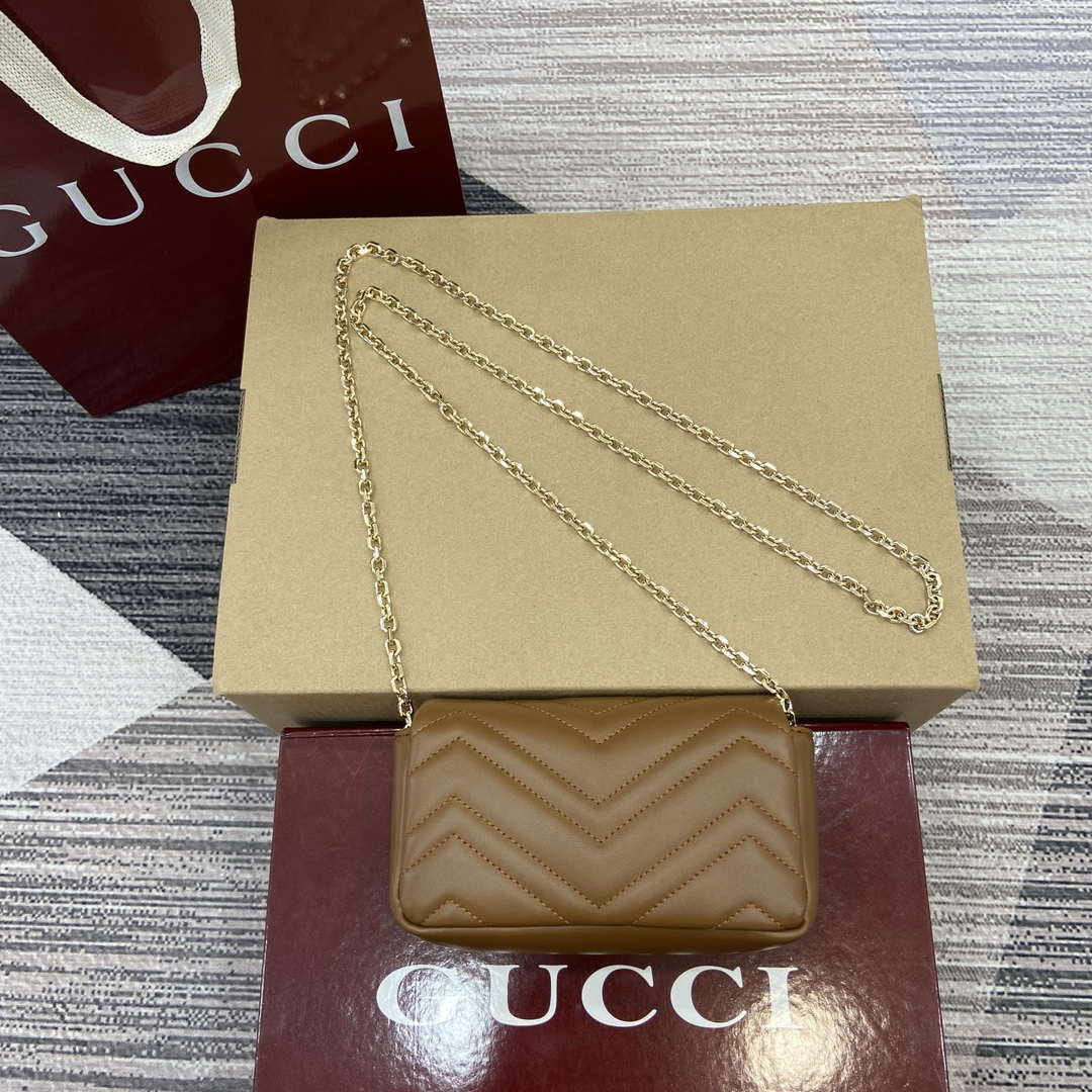 Gucci 841290 GG Marmont Mini Shoulder Bag Brown