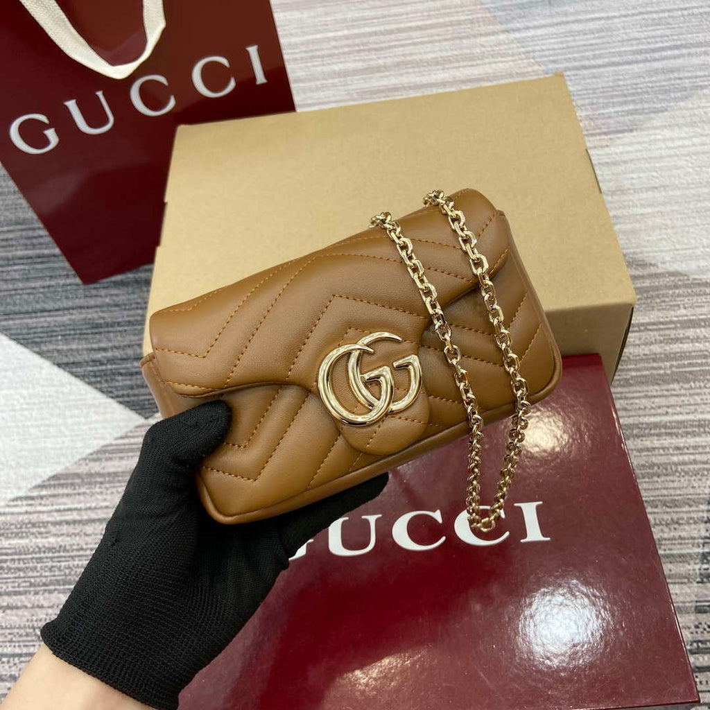 Gucci 841290 GG Marmont Mini Shoulder Bag Brown