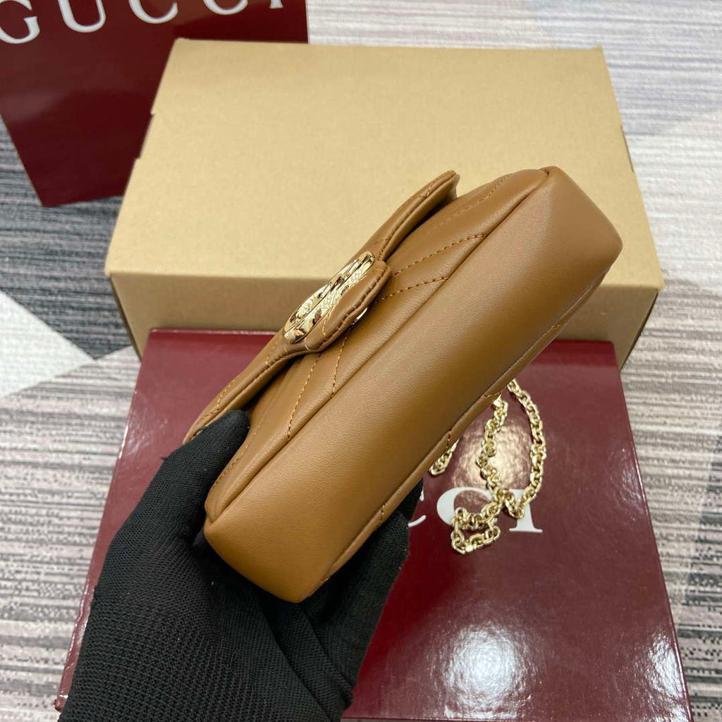 Gucci 841290 GG Marmont Mini Shoulder Bag Brown