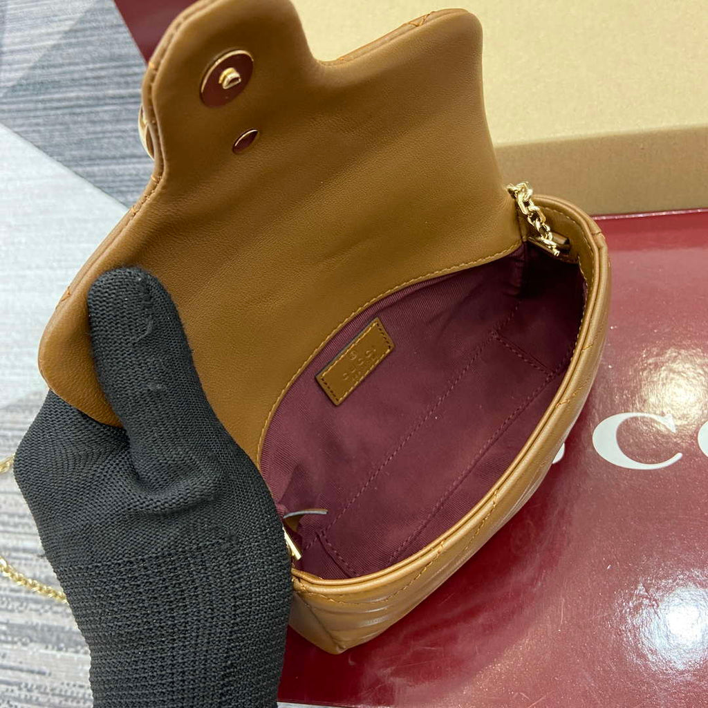 Gucci 841290 GG Marmont Mini Shoulder Bag Brown