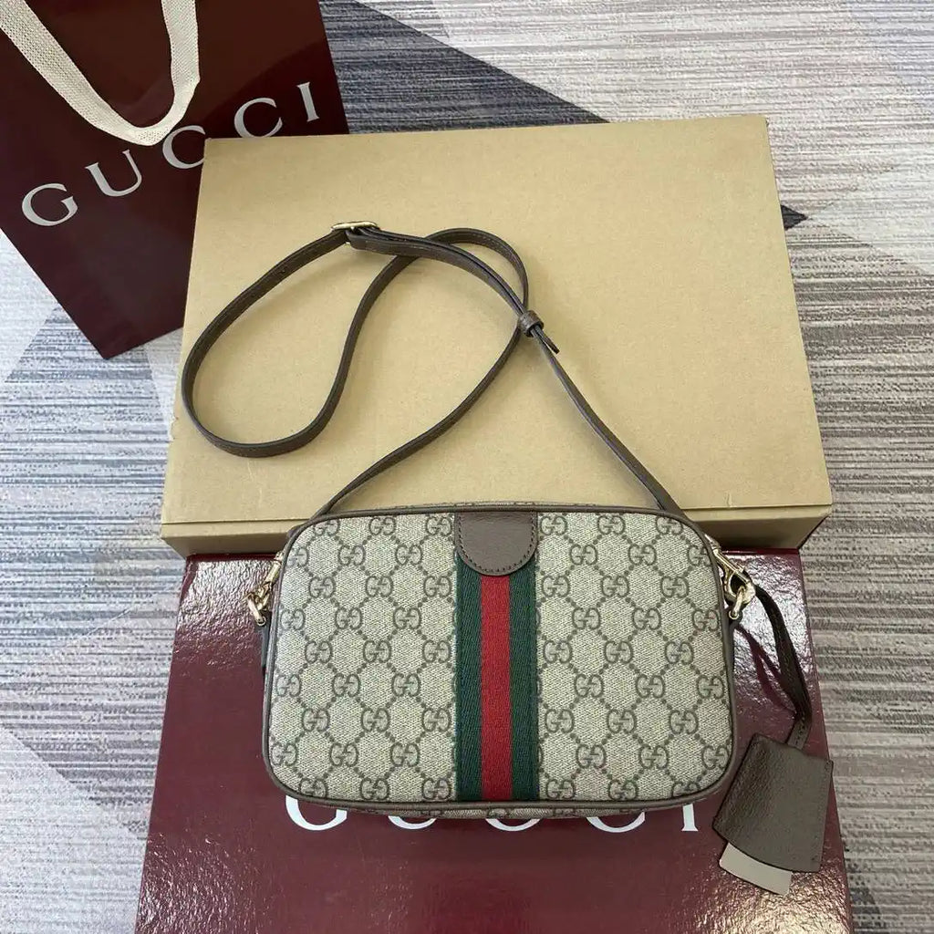 Gucci 841310 Ophidia small camera bag  Beige and dark brown