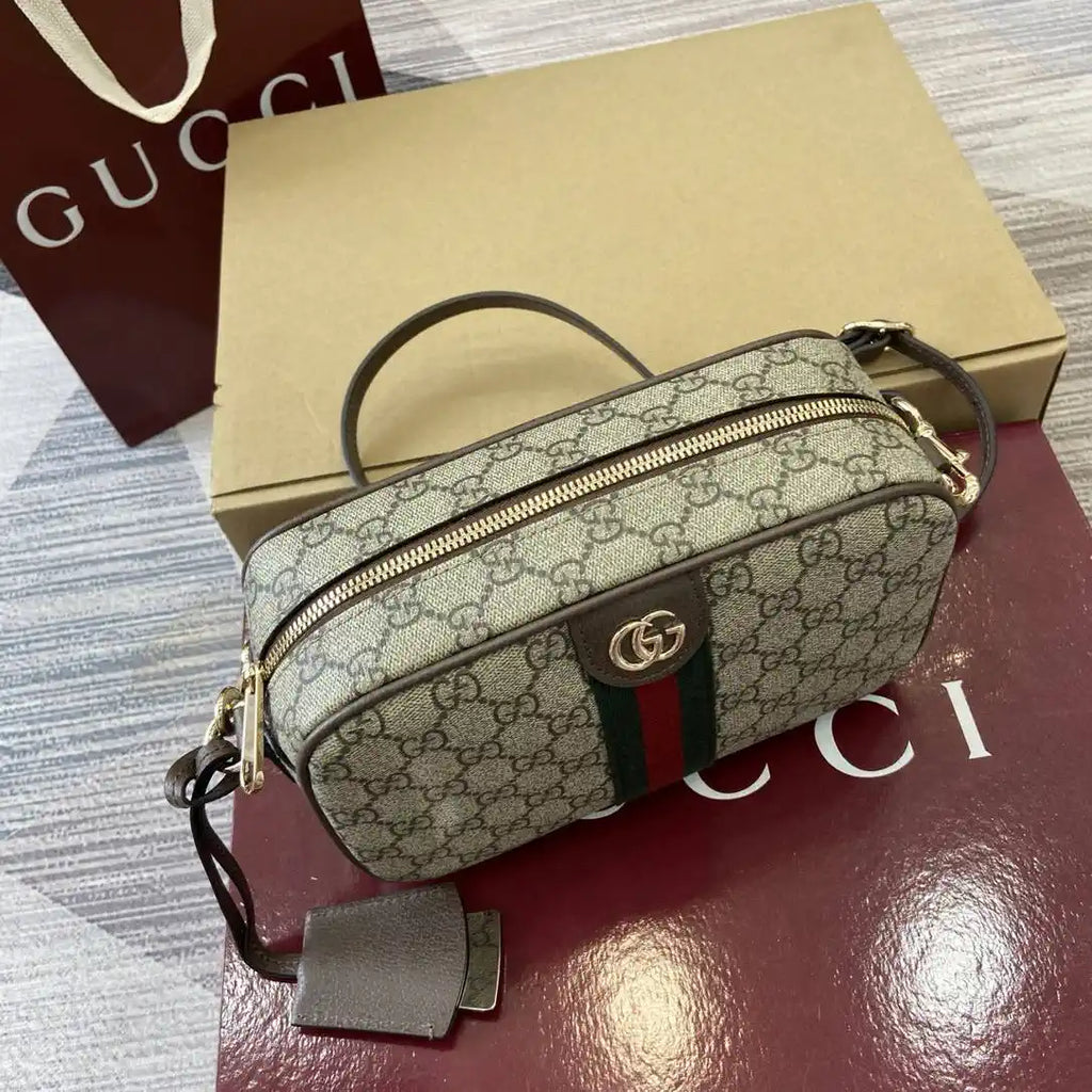 Gucci 841310 Ophidia small camera bag  Beige and dark brown