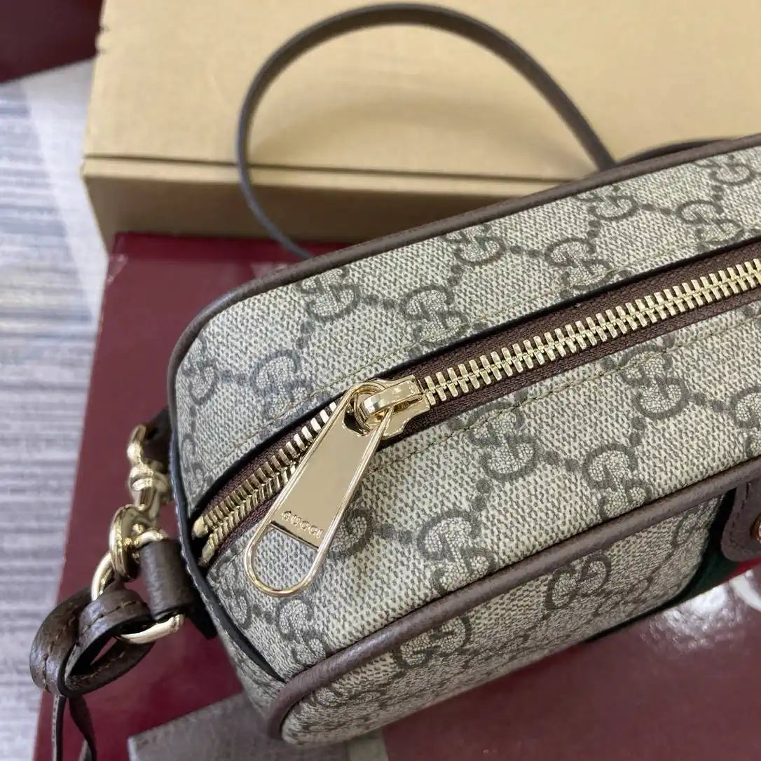 Gucci 841310 Ophidia small camera bag  Beige and dark brown