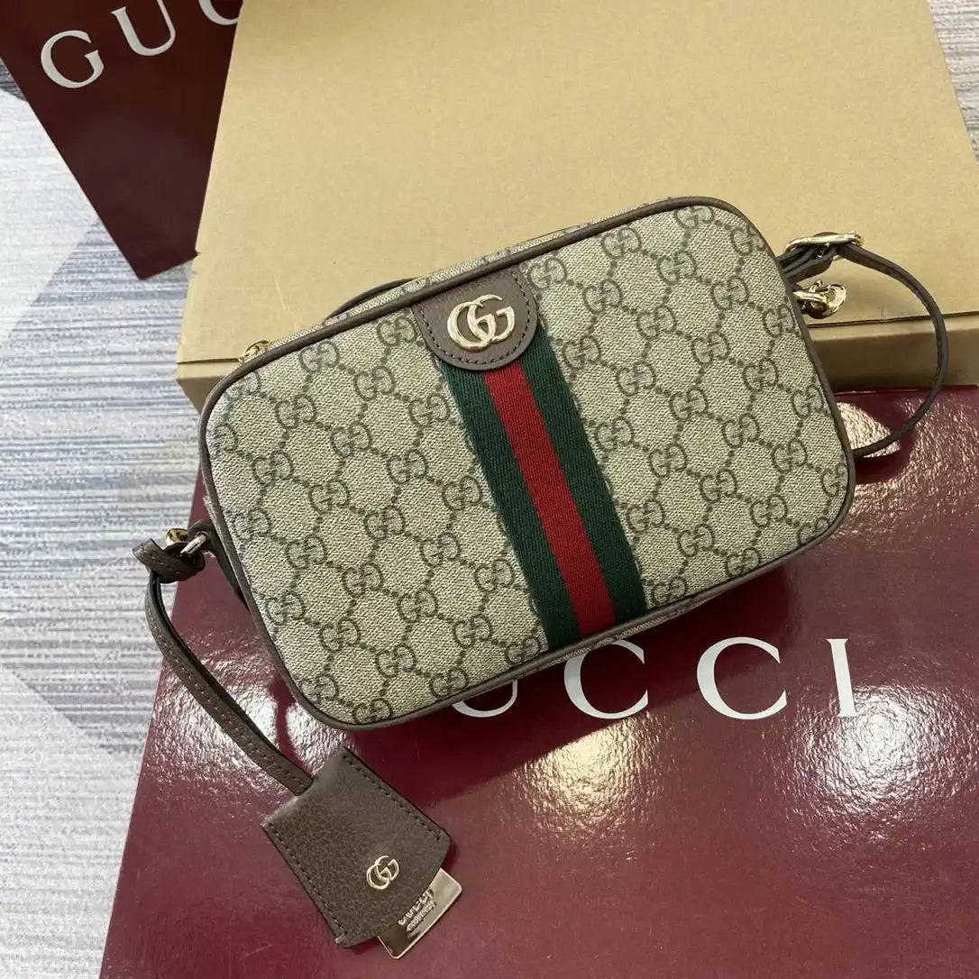 Gucci 841310 Ophidia small camera bag  Beige and dark brown