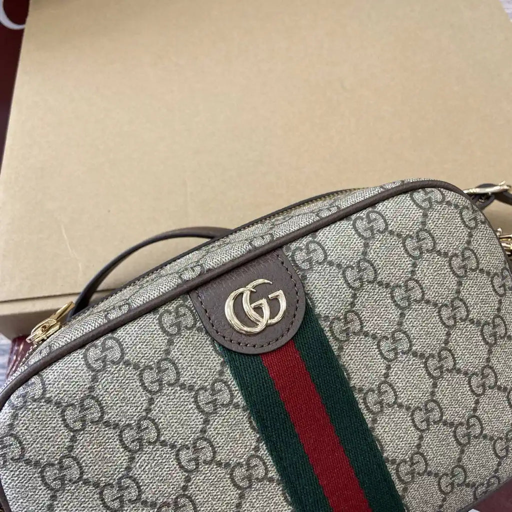 Gucci 841310 Ophidia small camera bag  Beige and dark brown