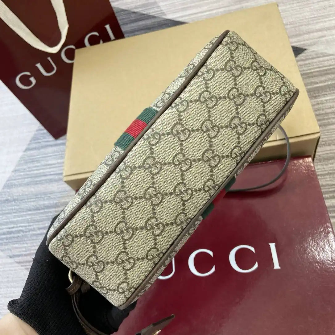 Gucci 841310 Ophidia small camera bag  Beige and dark brown