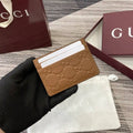 Gucci 847207 GG Emblem card case Rosso Ancora Brown GG leather
