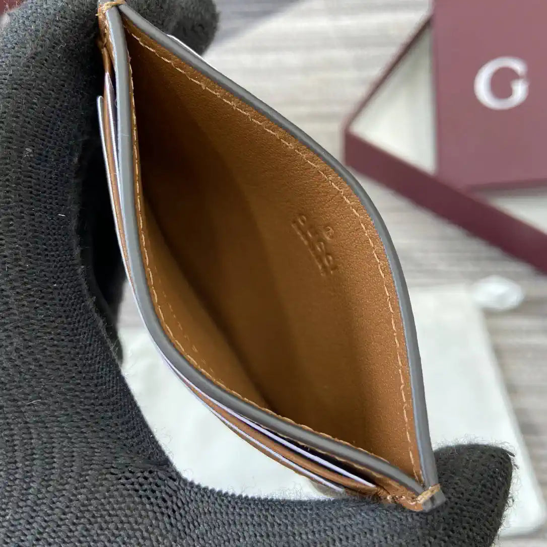 Gucci 847207 GG Emblem card case Rosso Ancora Brown GG leather