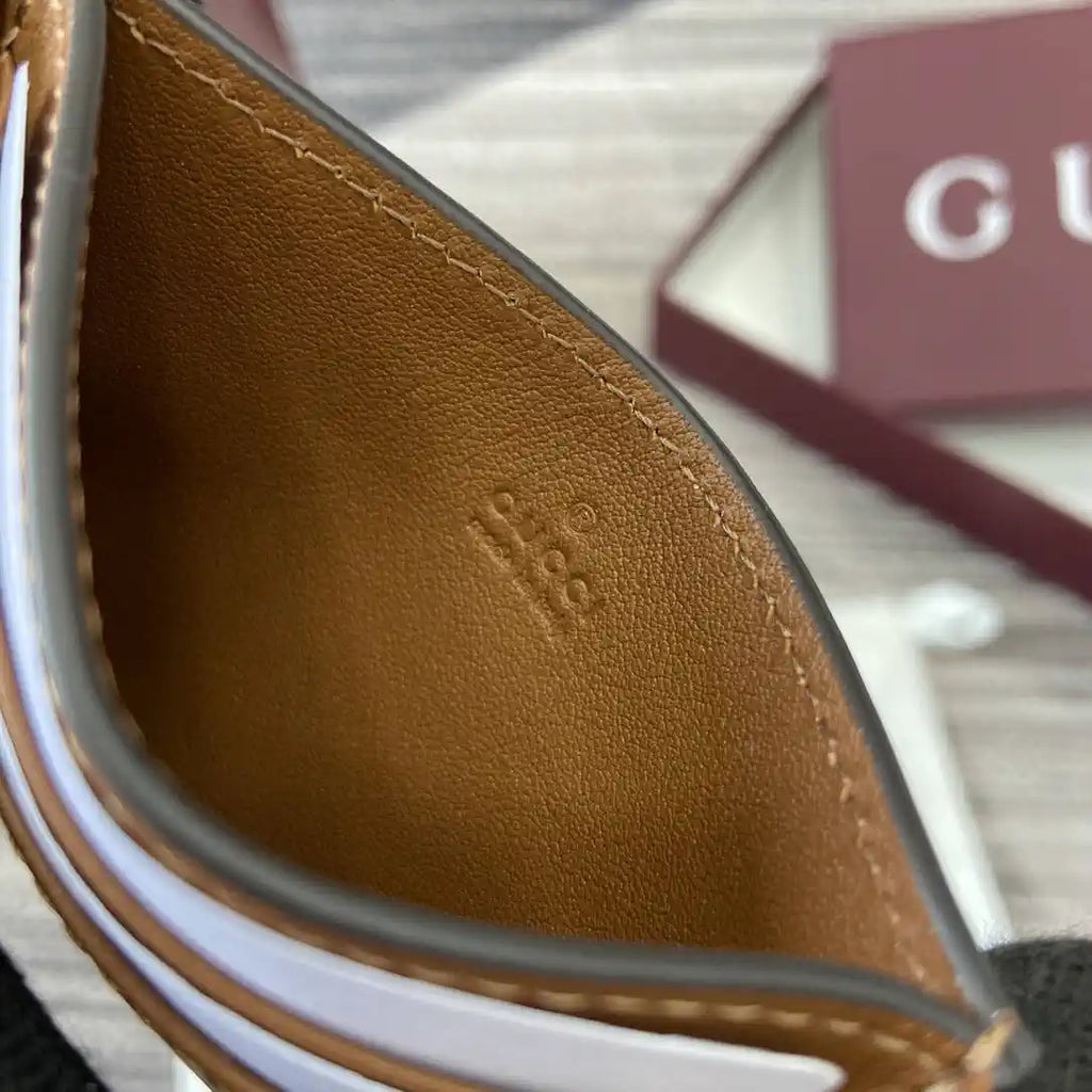 Gucci 847207 GG Emblem card case Rosso Ancora Brown GG leather