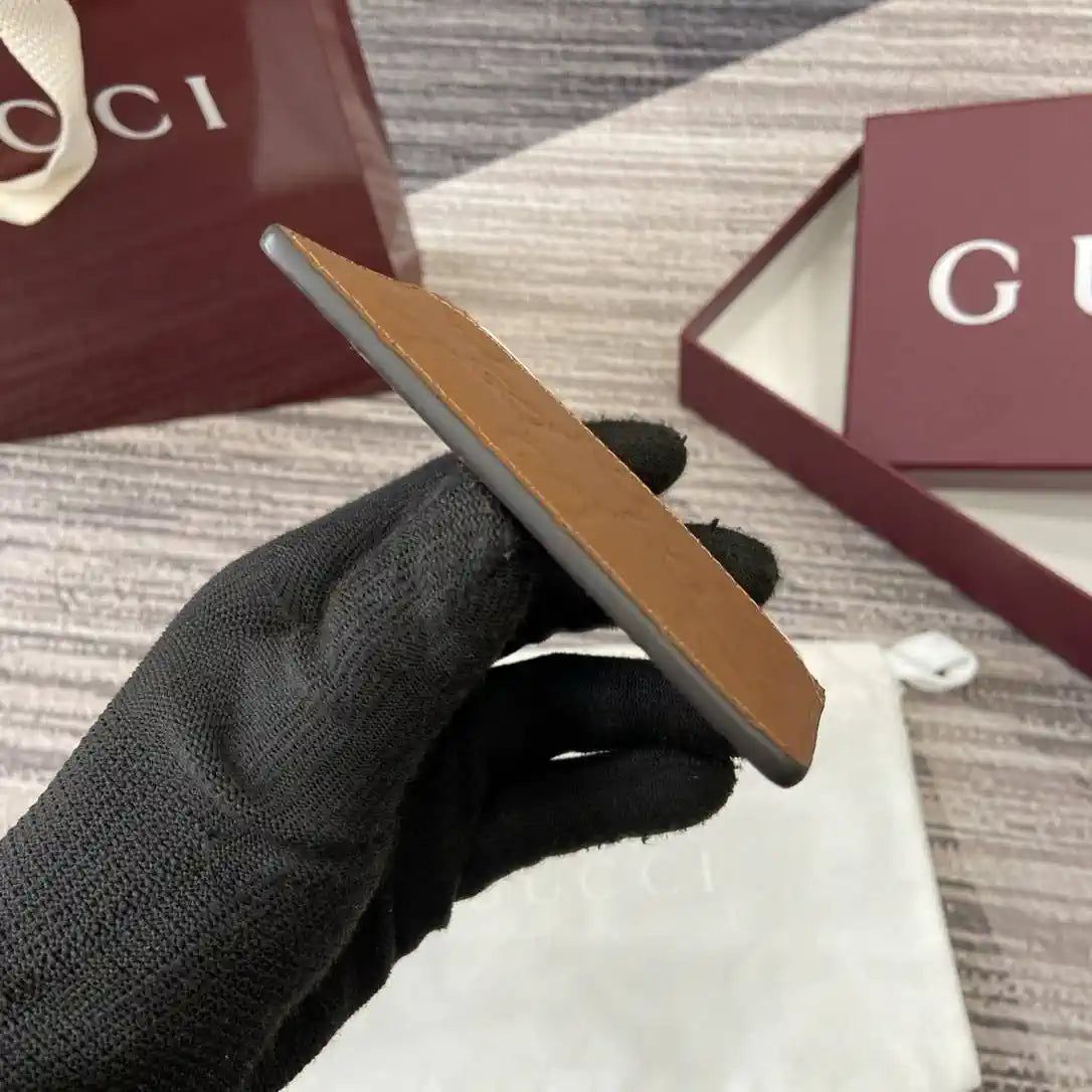 Gucci 847207 GG Emblem card case Rosso Ancora Brown GG leather