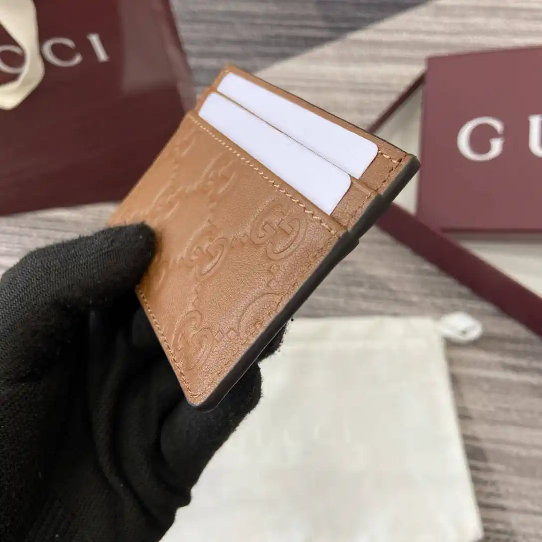 Gucci 847207 GG Emblem card case Rosso Ancora Brown GG leather