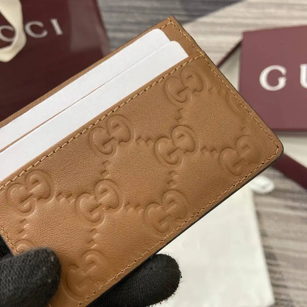 Gucci 847207 GG Emblem card case Rosso Ancora Brown GG leather
