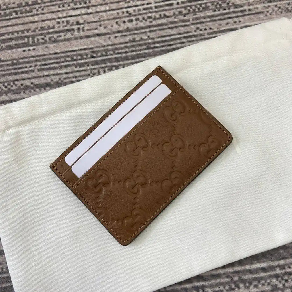Gucci 847207 GG Emblem card case Rosso Ancora Brown GG leather