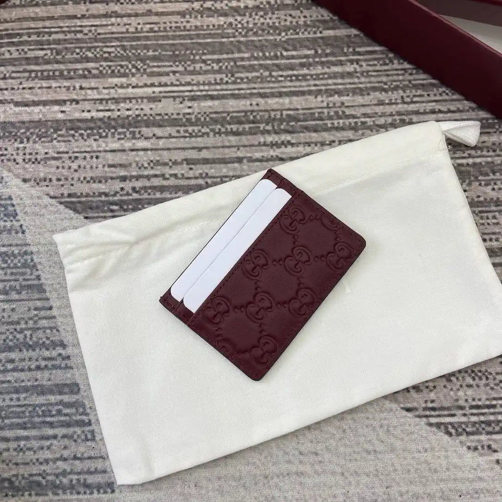 Gucci 847207 GG Emblem card case Rosso Ancora Red GG leather