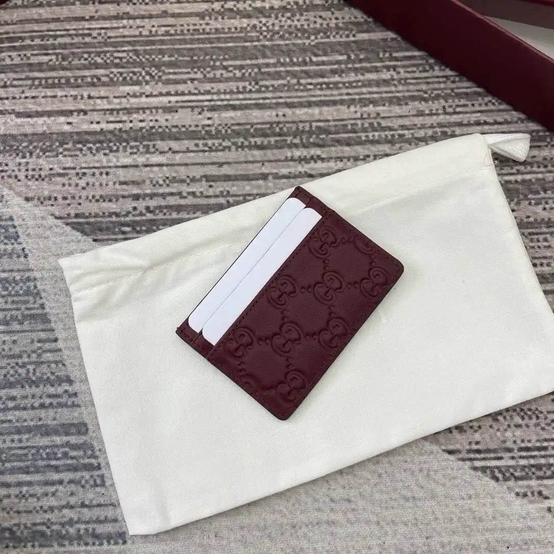 Gucci 847207 GG Emblem card case Rosso Ancora Red GG leather