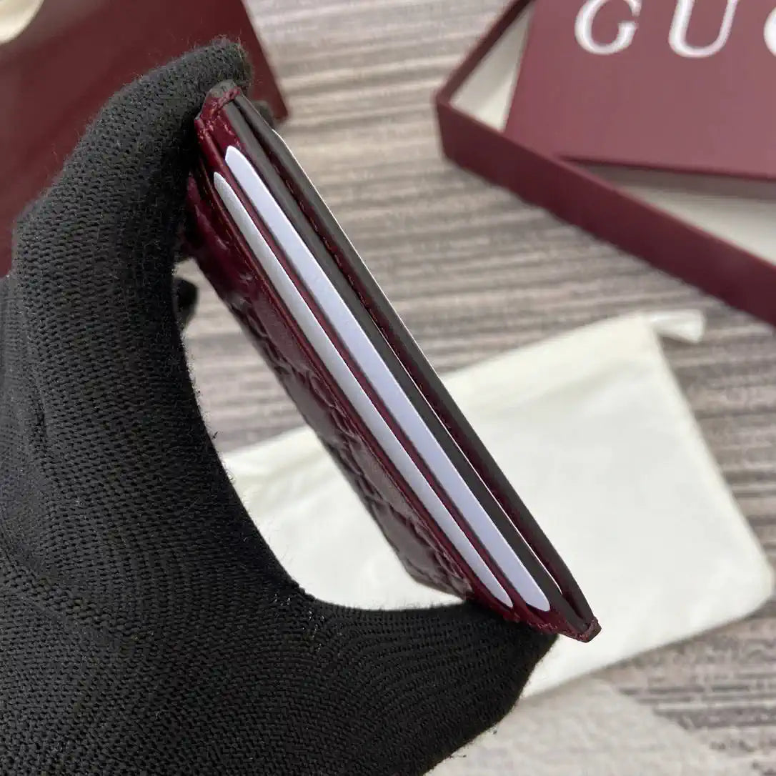 Gucci 847207 GG Emblem card case Rosso Ancora Red GG leather