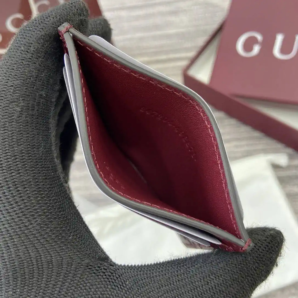 Gucci 847207 GG Emblem card case Rosso Ancora Red GG leather