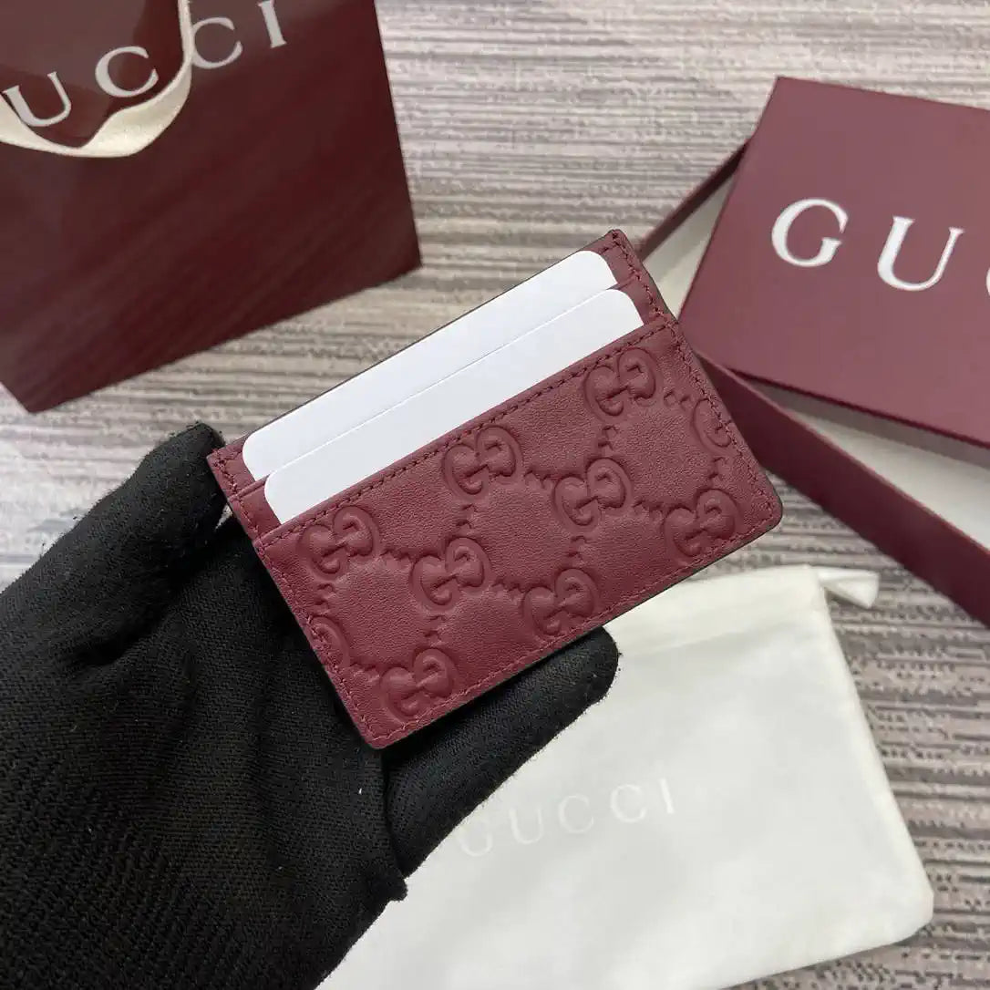 Gucci 847207 GG Emblem card case Rosso Ancora Red GG leather