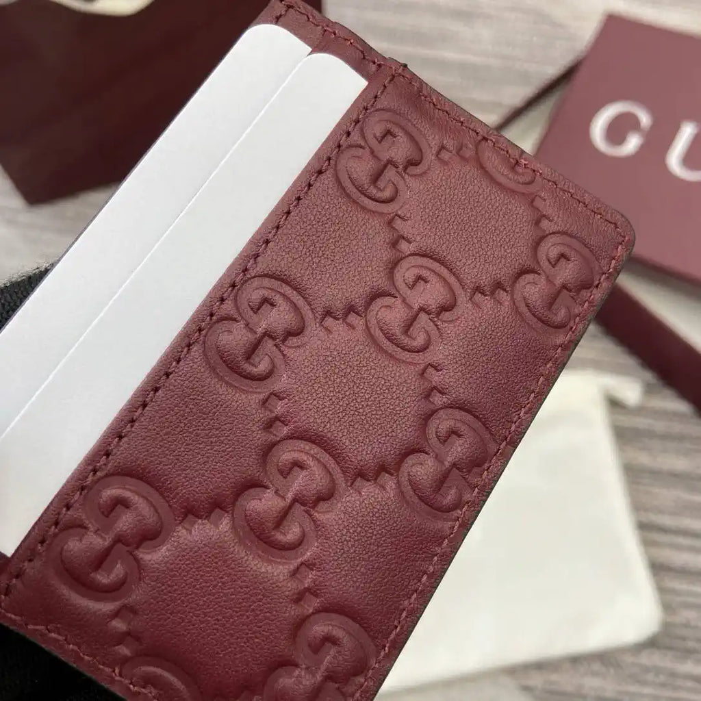 Gucci 847207 GG Emblem card case Rosso Ancora Red GG leather