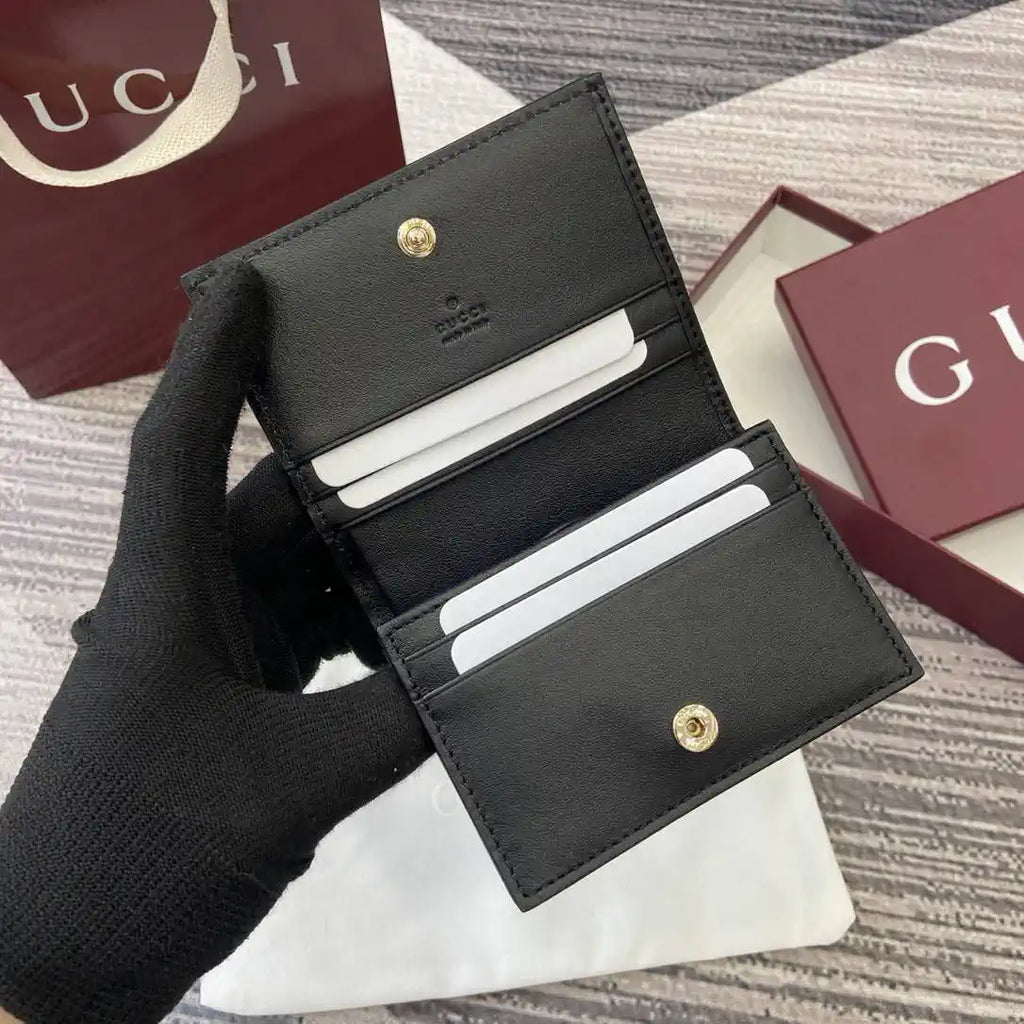 Gucci 847207 GG Emblem small wallet Rosso Ancora Black GG leather