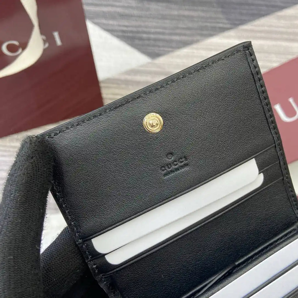 Gucci 847207 GG Emblem small wallet Rosso Ancora Black GG leather