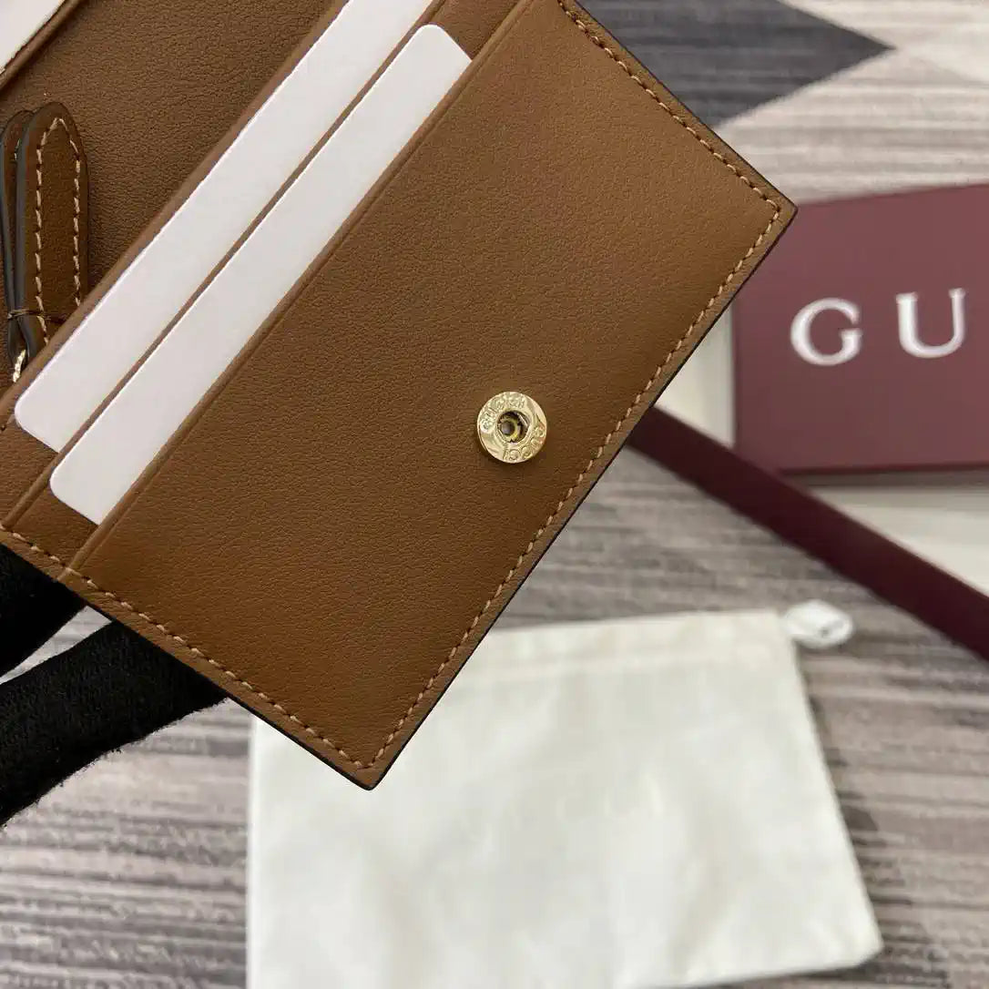 Gucci 847207 GG Emblem small wallet Rosso Ancora Brown GG leather