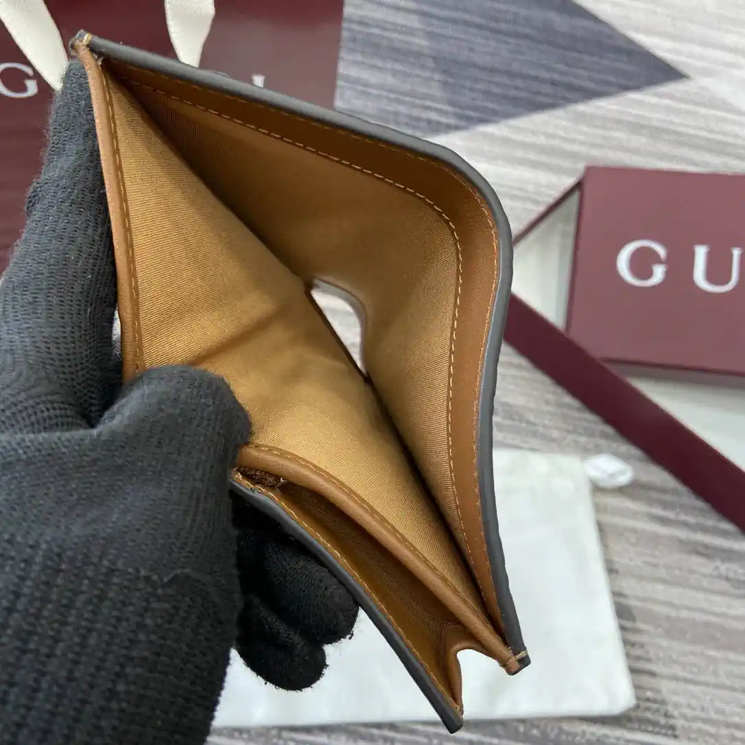 Gucci 847207 GG Emblem small wallet Rosso Ancora Brown GG leather