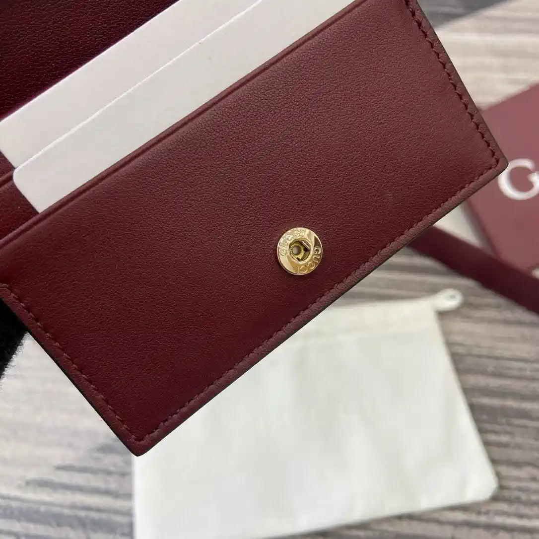 Gucci 847207 GG Emblem small wallet Rosso Ancora red GG leather