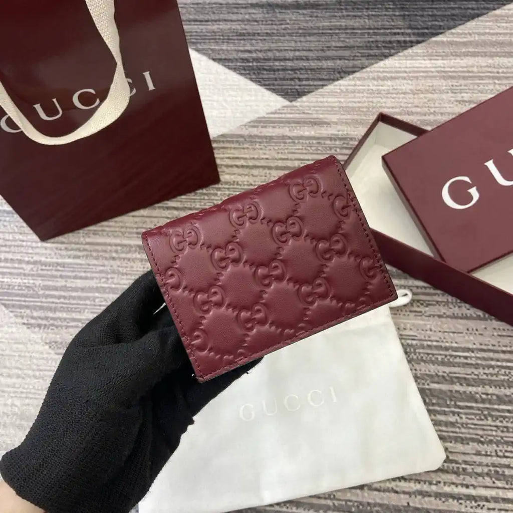 Gucci 847207 GG Emblem small wallet Rosso Ancora red GG leather