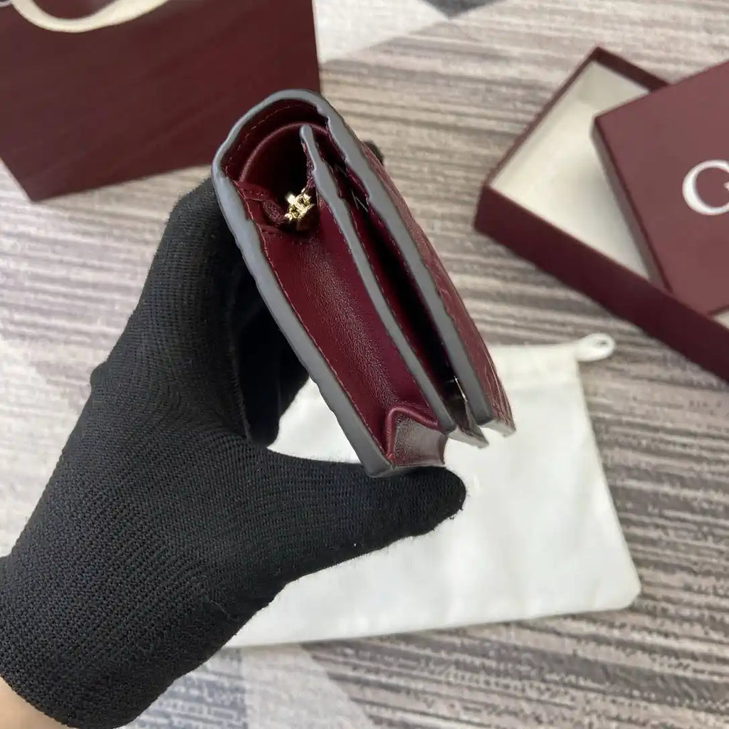 Gucci 847207 GG Emblem small wallet Rosso Ancora red GG leather