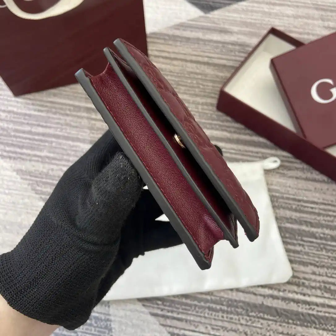 Gucci 847207 GG Emblem small wallet Rosso Ancora red GG leather