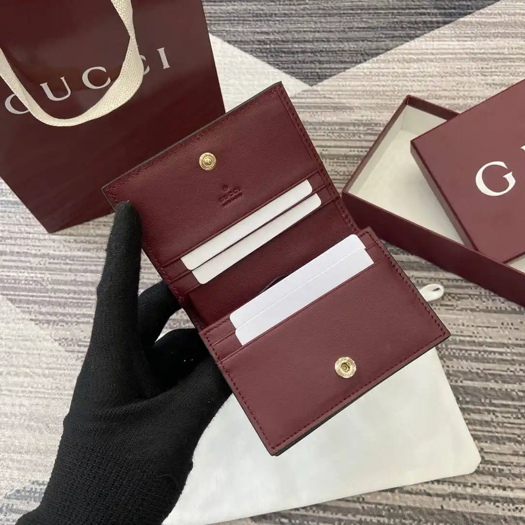 Gucci 847207 GG Emblem small wallet Rosso Ancora red GG leather