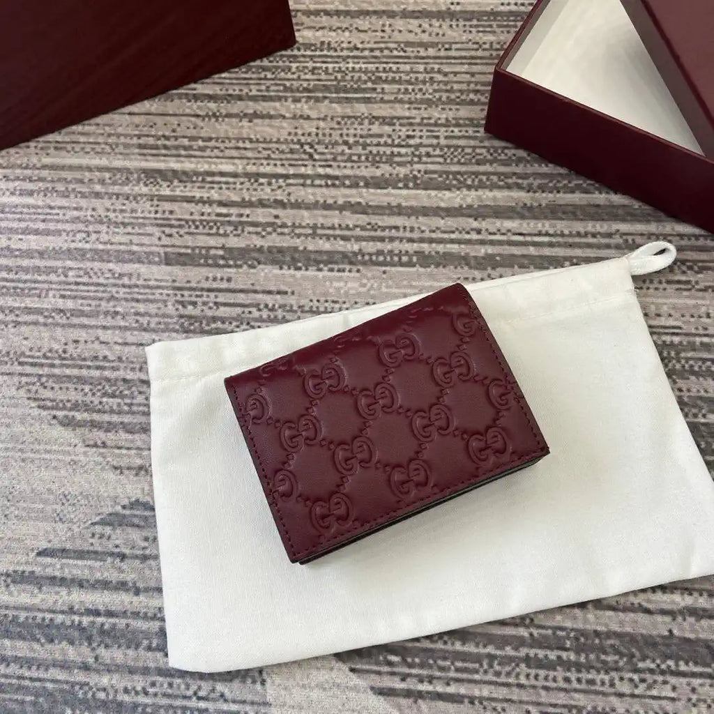 Gucci 847207 GG Emblem small wallet Rosso Ancora red GG leather