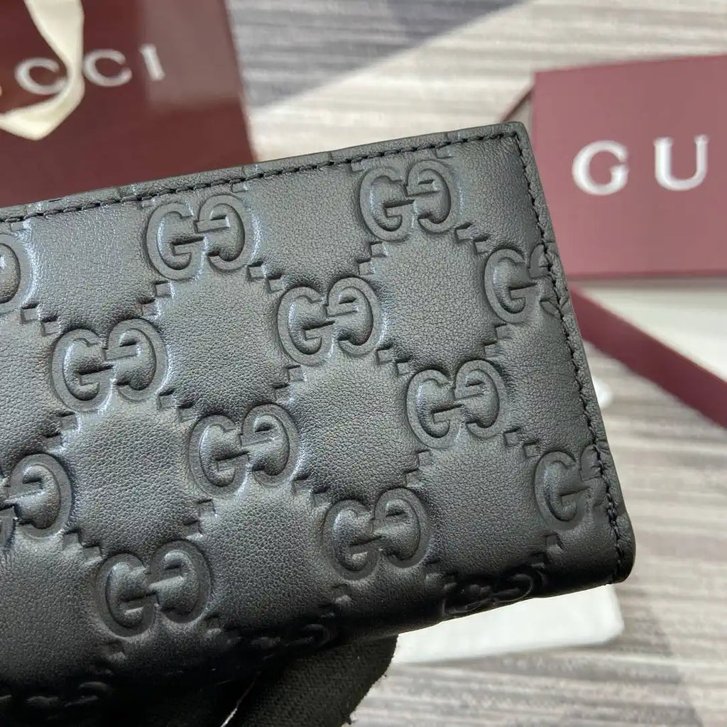 Gucci 847208 GG Emblem small wallet Rosso Black GG leather