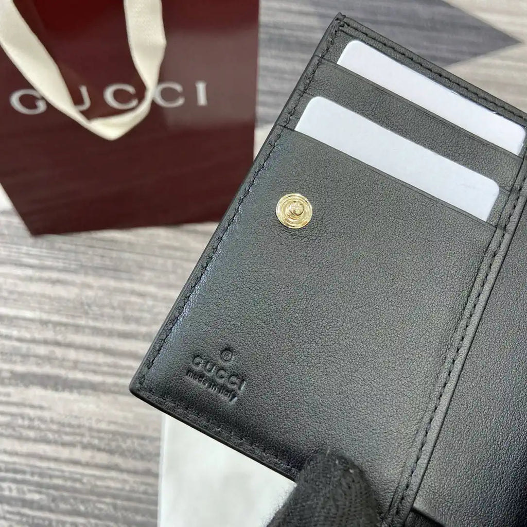 Gucci 847208 GG Emblem small wallet Rosso Black GG leather
