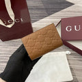 Gucci 847208 GG Emblem small wallet Rosso Brown GG leather